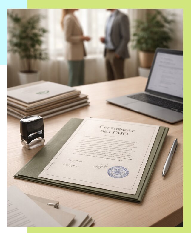 Сертификат без ГМО в Белебее от 7651 р. оформить срочно Алешин-Блб